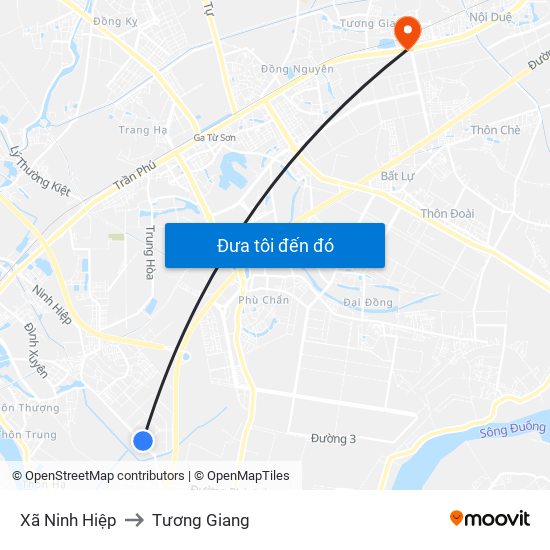 Xã Ninh Hiệp to Tương Giang map