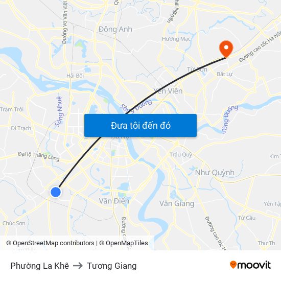 Phường La Khê to Tương Giang map