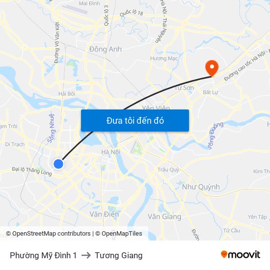 Phường Mỹ Đình 1 to Tương Giang map