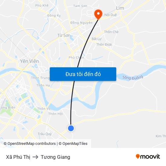 Xã Phú Thị to Tương Giang map