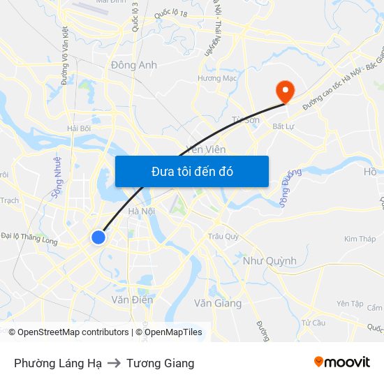 Phường Láng Hạ to Tương Giang map