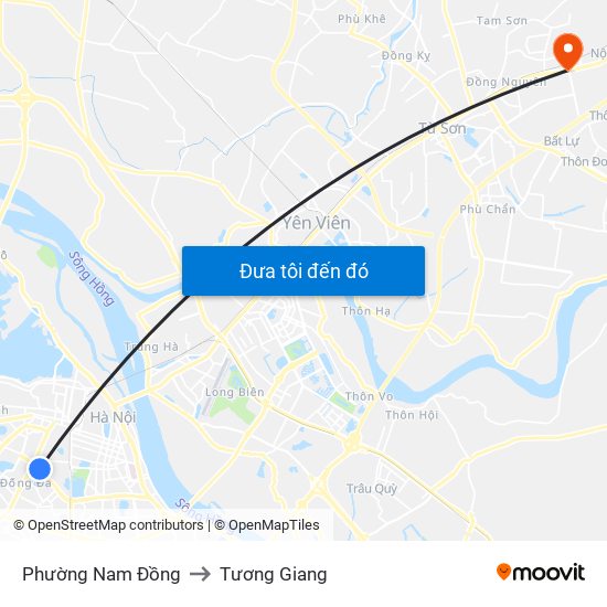 Phường Nam Đồng to Tương Giang map