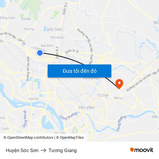 Huyện Sóc Sơn to Tương Giang map