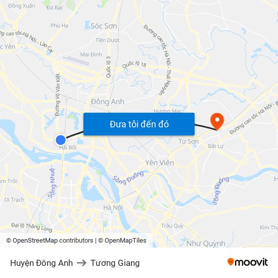 Huyện Đông Anh to Tương Giang map