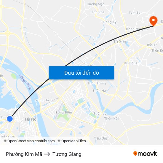 Phường Kim Mã to Tương Giang map