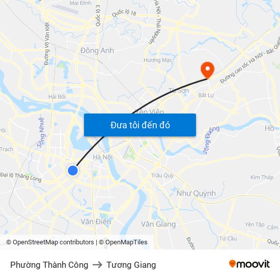 Phường Thành Công to Tương Giang map