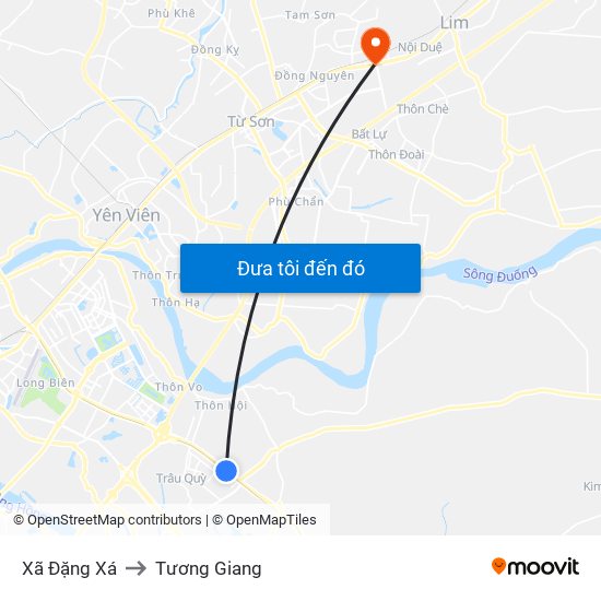 Xã Đặng Xá to Tương Giang map