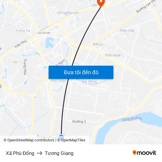 Xã Phù Đổng to Tương Giang map