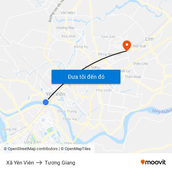 Xã Yên Viên to Tương Giang map