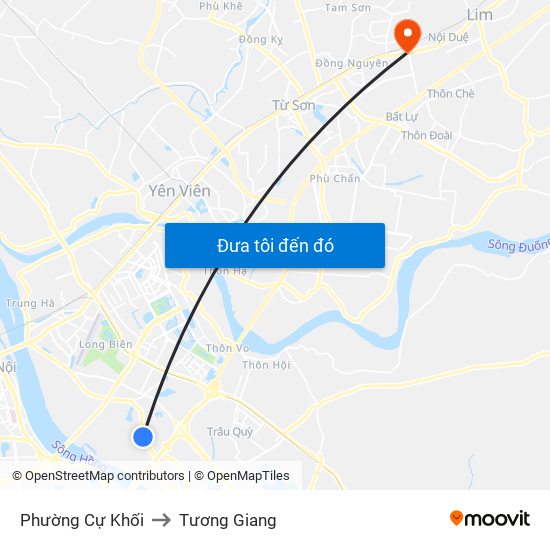 Phường Cự Khối to Tương Giang map