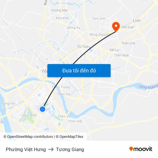 Phường Việt Hưng to Tương Giang map