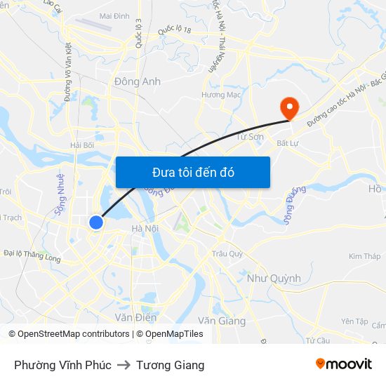 Phường Vĩnh Phúc to Tương Giang map