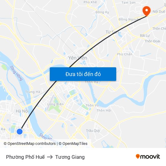 Phường Phố Huế to Tương Giang map