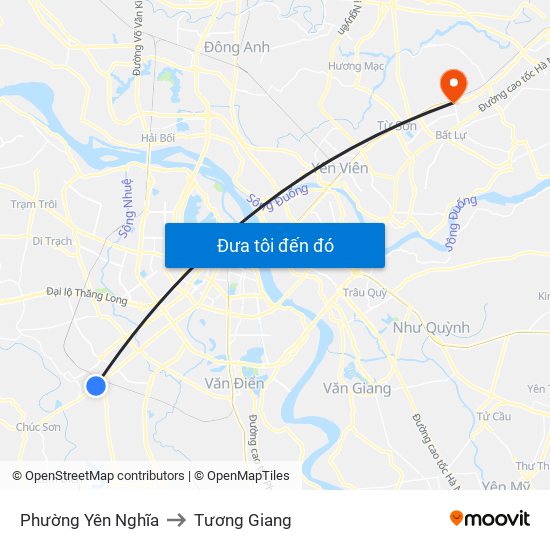 Phường Yên Nghĩa to Tương Giang map