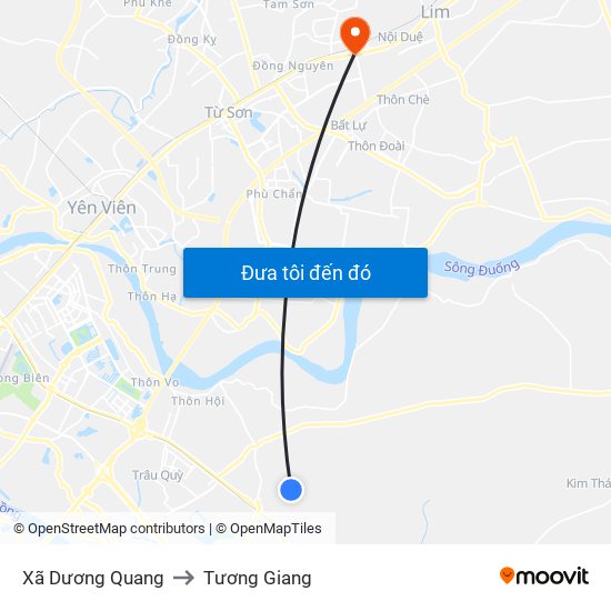Xã Dương Quang to Tương Giang map