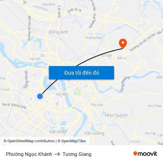 Phường Ngọc Khánh to Tương Giang map