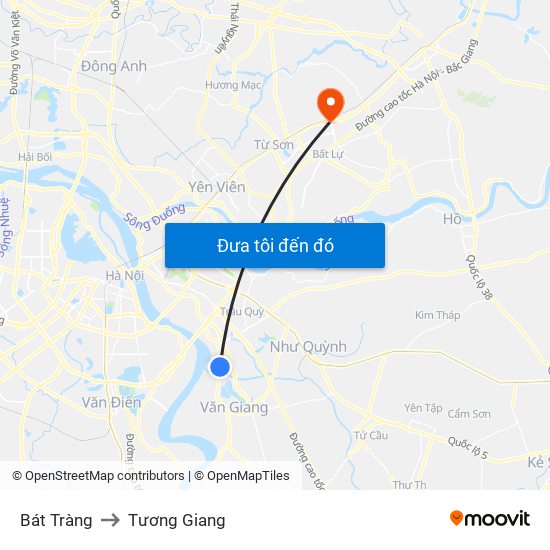 Bát Tràng to Tương Giang map