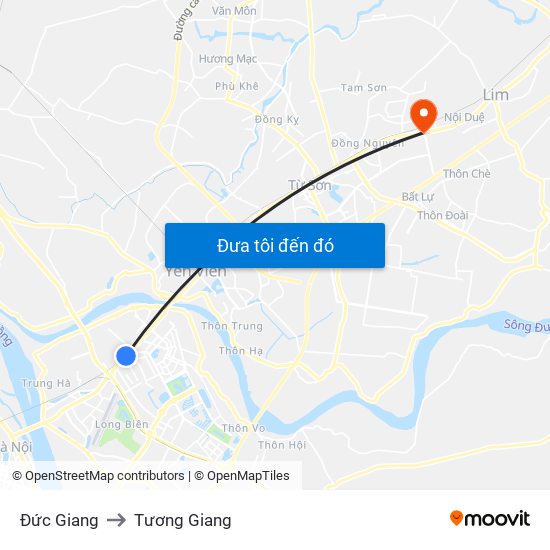 Đức Giang to Tương Giang map