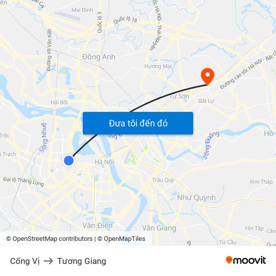 Cống Vị to Tương Giang map