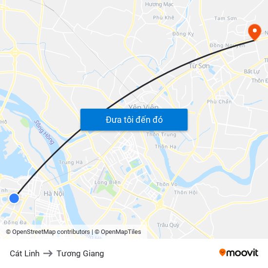 Cát Linh to Tương Giang map