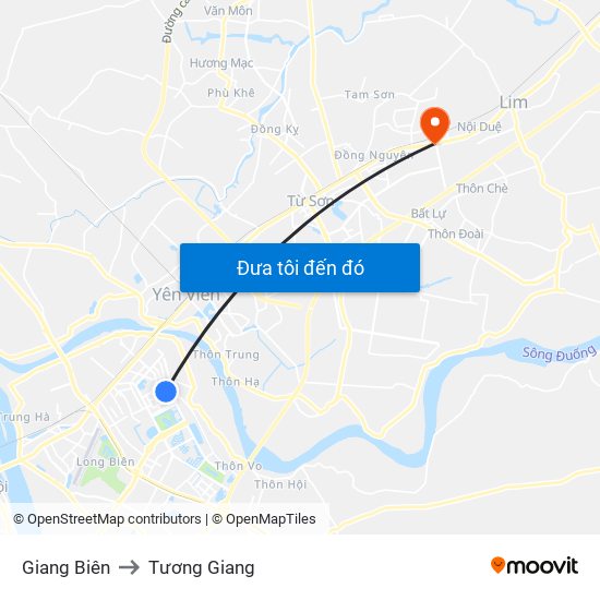 Giang Biên to Tương Giang map