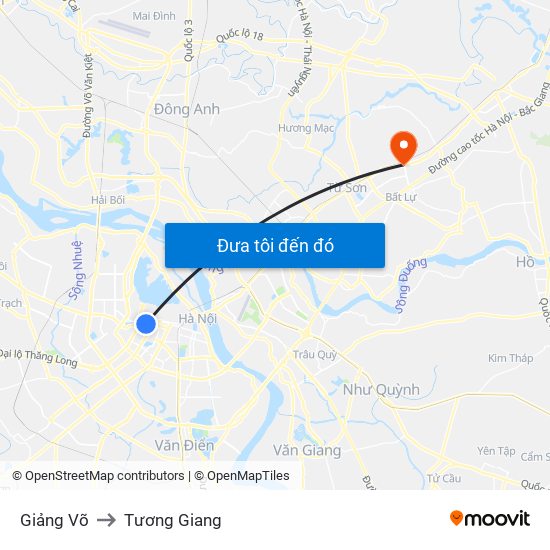 Giảng Võ to Tương Giang map