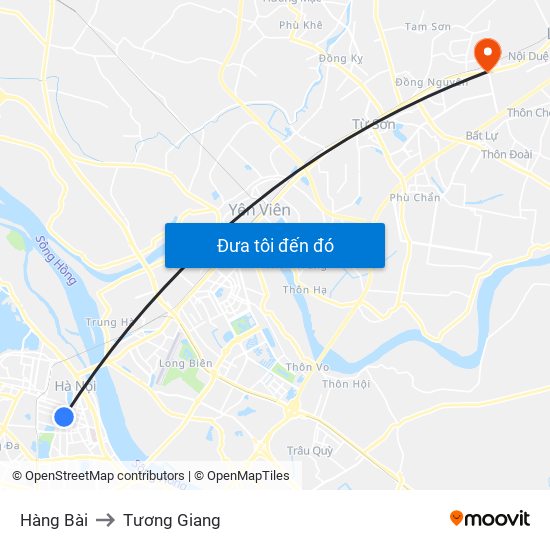 Hàng Bài to Tương Giang map