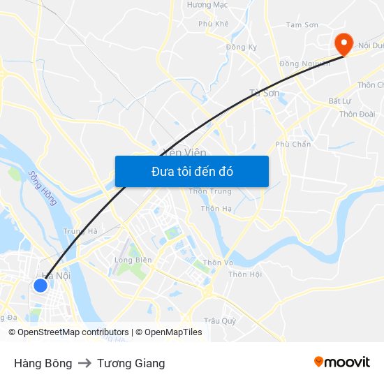 Hàng Bông to Tương Giang map