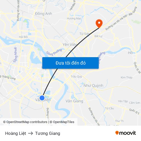 Hoàng Liệt to Tương Giang map