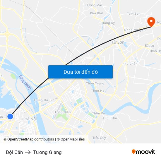 Đội Cấn to Tương Giang map