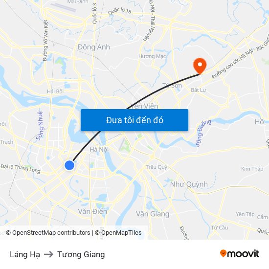 Láng Hạ to Tương Giang map