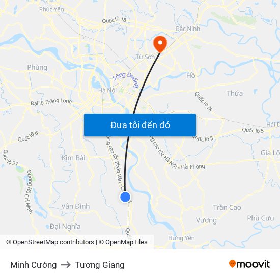 Minh Cường to Tương Giang map