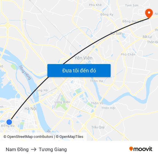 Nam Đồng to Tương Giang map