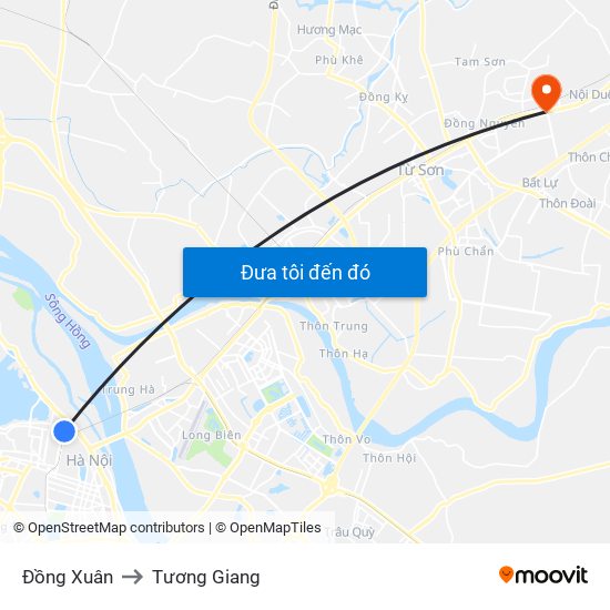 Đồng Xuân to Tương Giang map