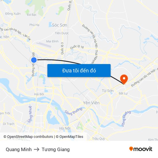 Quang Minh to Tương Giang map