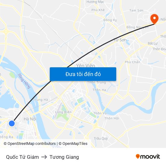 Quốc Tử Giám to Tương Giang map