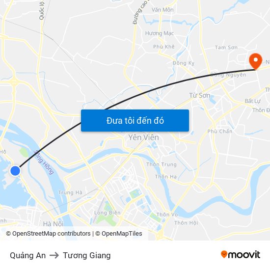 Quảng An to Tương Giang map