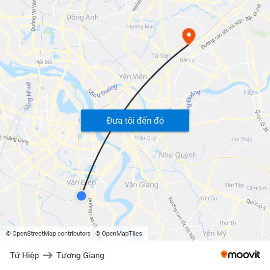 Tứ Hiệp to Tương Giang map