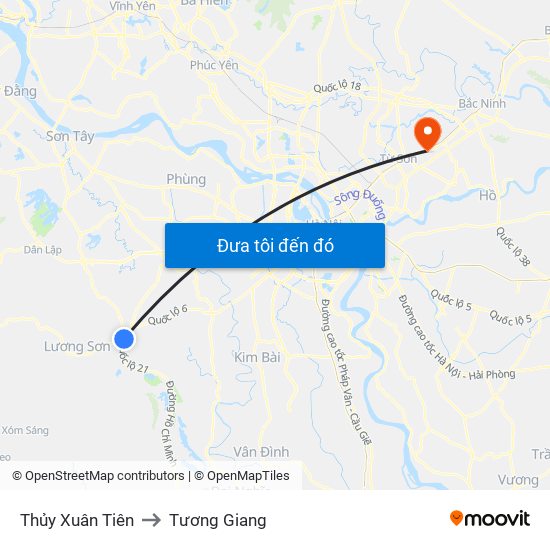 Thủy Xuân Tiên to Tương Giang map