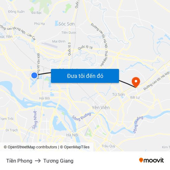 Tiền Phong to Tương Giang map