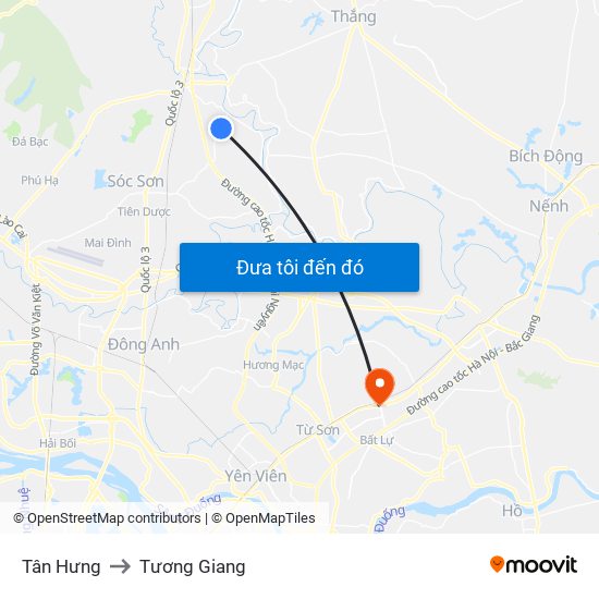 Tân Hưng to Tương Giang map