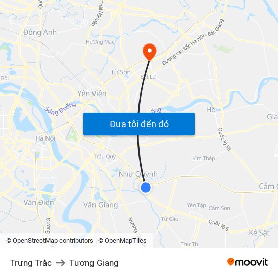 Trưng Trắc to Tương Giang map