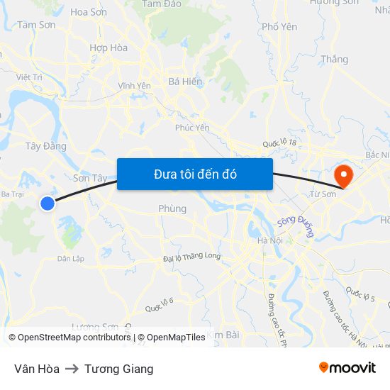 Vân Hòa to Tương Giang map