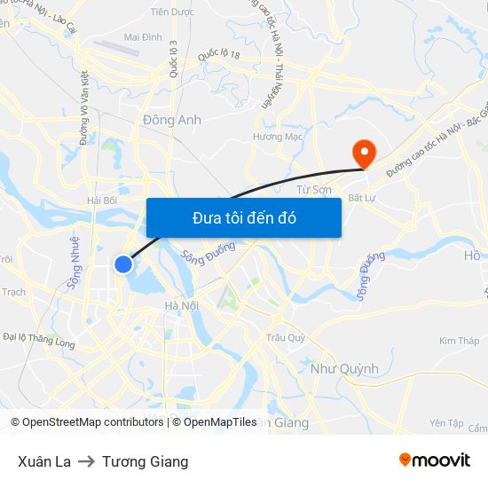 Xuân La to Tương Giang map