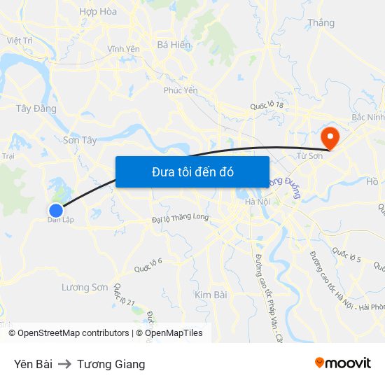 Yên Bài to Tương Giang map