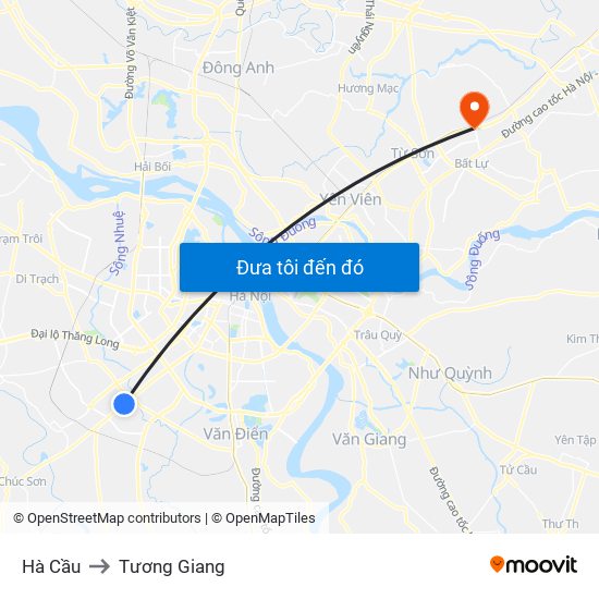 Hà Cầu to Tương Giang map