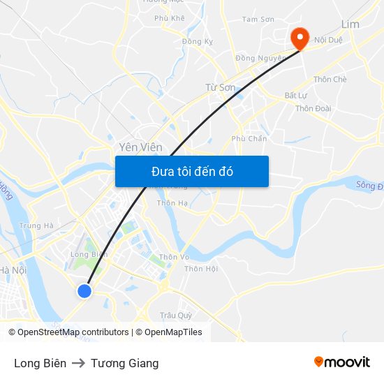 Long Biên to Tương Giang map