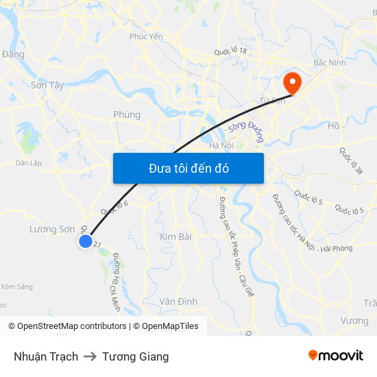 Nhuận Trạch to Tương Giang map
