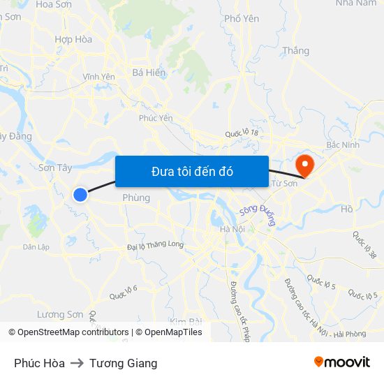 Phúc Hòa to Tương Giang map