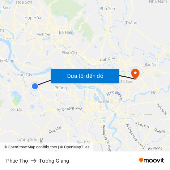 Phúc Thọ to Tương Giang map